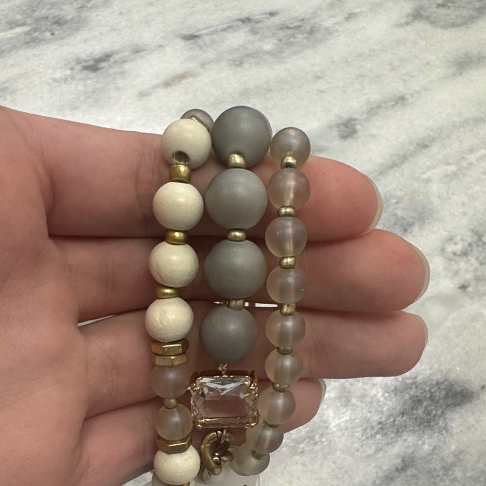 Pin Lock Charm Multi-Strand Beaded Bracelet - Picture 2 of 2